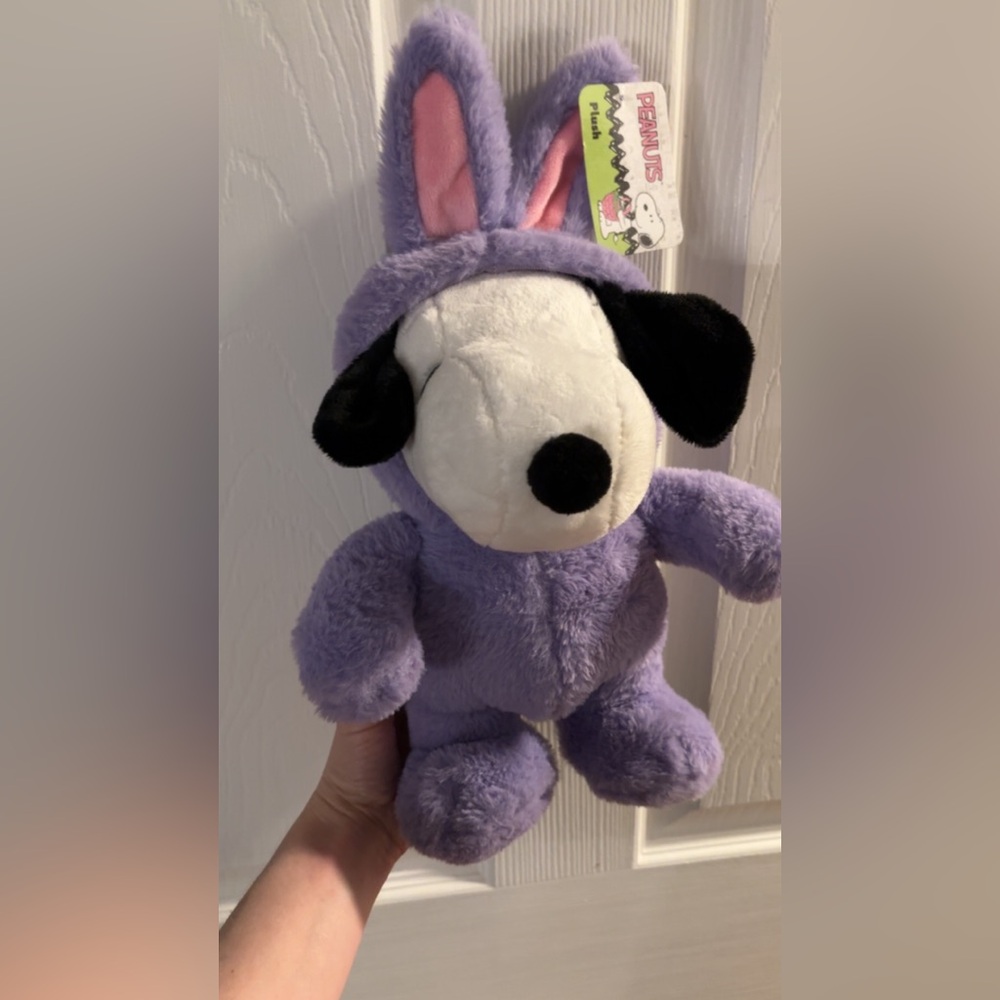 Easter Spring Snoopy Plush Toy in Purple with Bunny Ear Hoodie/hood - Picture 2 of 5